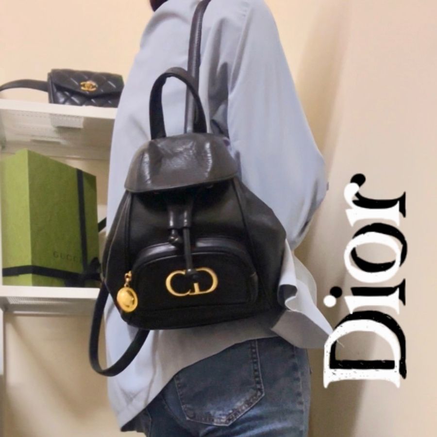 🔥急出可議🔥 #Dior #後背包 #雙肩包 質感全牛皮黑色 #vintage #古董包 CD五金鍍24k金 💕 絕版極美品-19