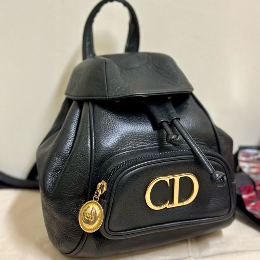 🔥急出可議🔥 #Dior #後背包 #雙肩包 質感全牛皮黑色 #vintage #古董包 CD五金鍍24k金 💕 絕版極美品-20