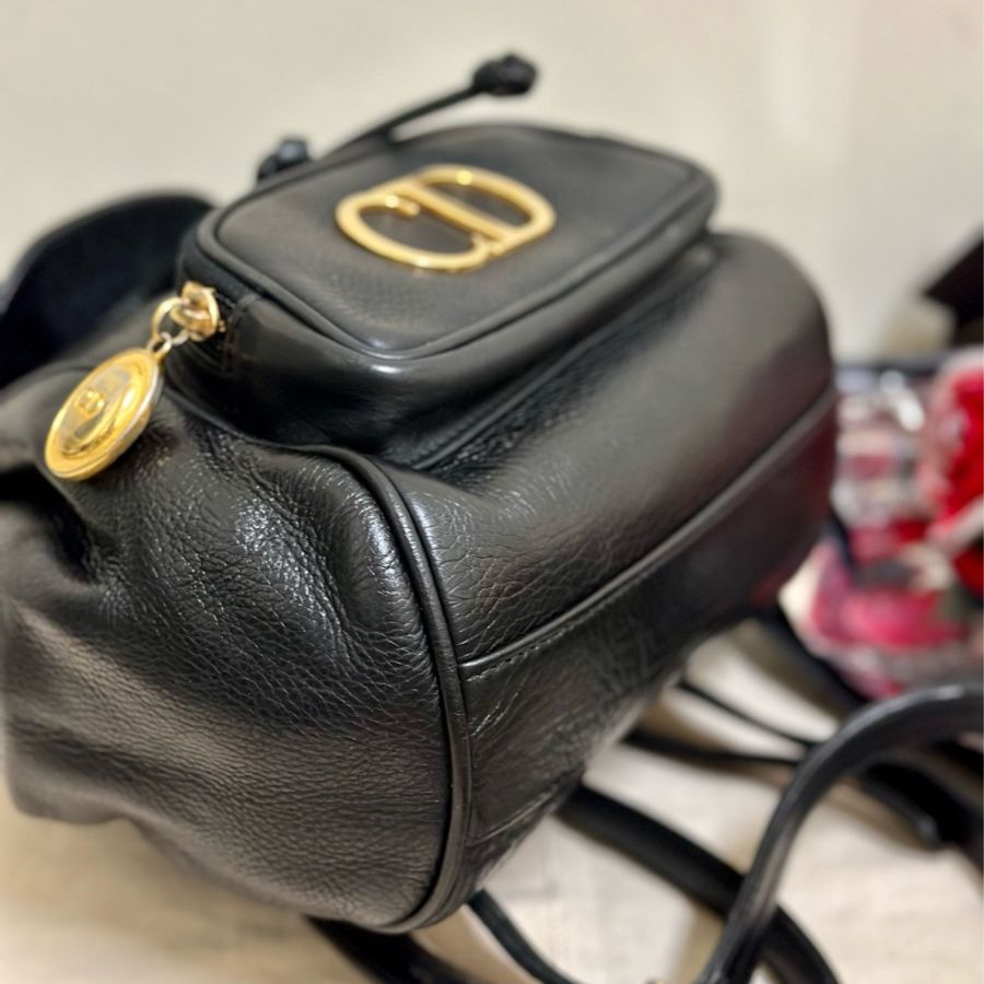 🔥急出可議🔥 #Dior #後背包 #雙肩包 質感全牛皮黑色 #vintage #古董包 CD五金鍍24k金 💕 絕版極美品-21