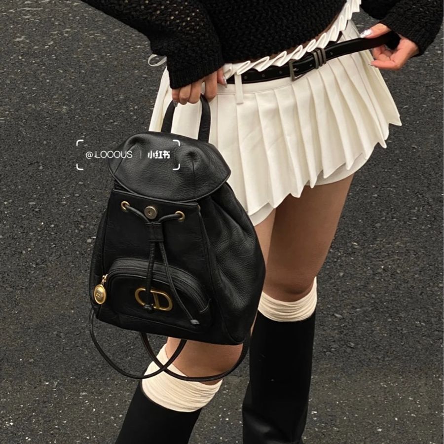 🔥急出可議🔥 #Dior #後背包 #雙肩包 質感全牛皮黑色 #vintage #古董包 CD五金鍍24k金 💕 絕版極美品-3
