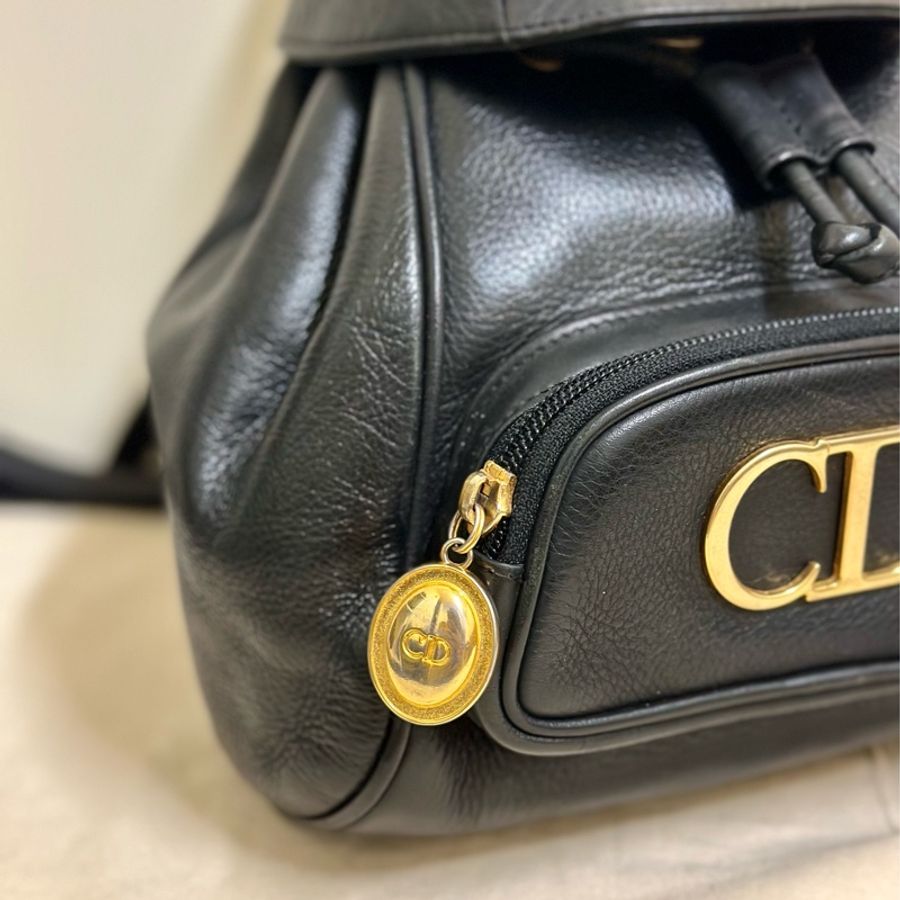🔥急出可議🔥 #Dior #後背包 #雙肩包 質感全牛皮黑色 #vintage #古董包 CD五金鍍24k金 💕 絕版極美品-8