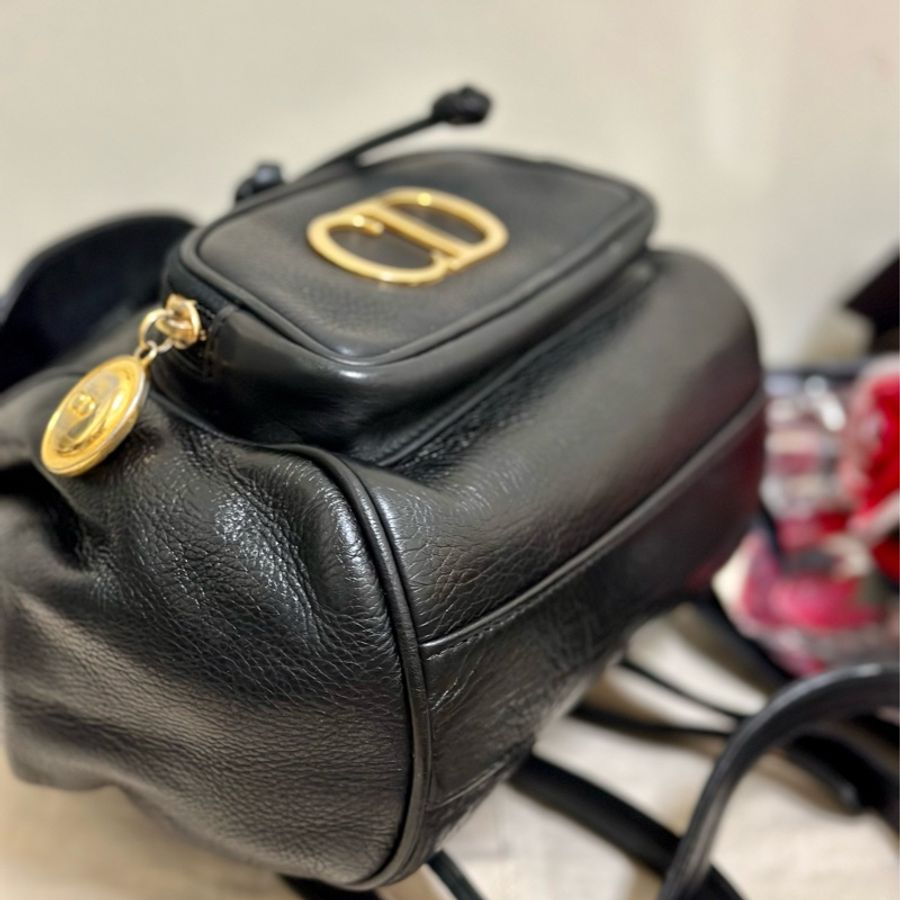 🔥急出可議🔥 #Dior #後背包 #雙肩包 質感全牛皮黑色 #vintage #古董包 CD五金鍍24k金 💕 絕版極美品-12