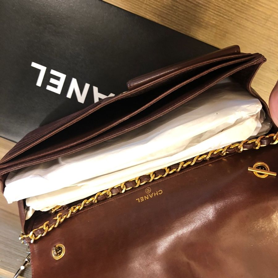 二手正品香奈兒Chanel 荔枝紋皮革WOC三背!Vintage看圖片內文-3