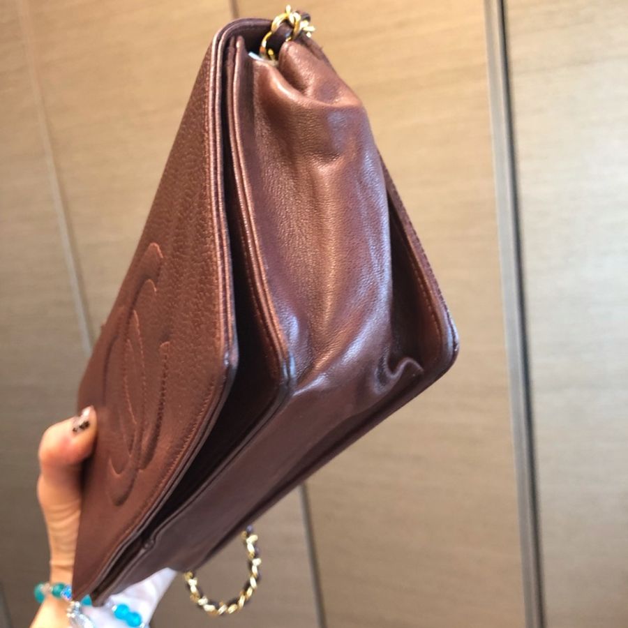 二手正品香奈兒Chanel 荔枝紋皮革WOC三背!Vintage看圖片內文-6