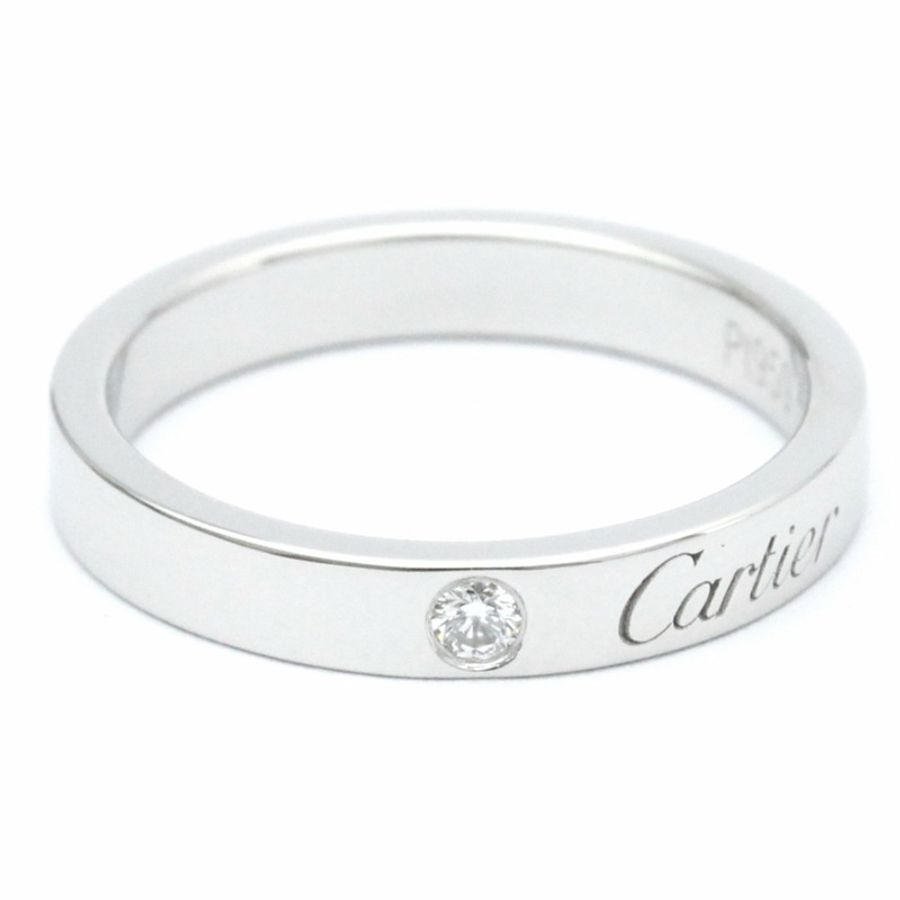 【日本直送】卡地亞 (Cartier) C De Cartier 結婚戒指 鉑金時尚鑽石戒指 銀色-0