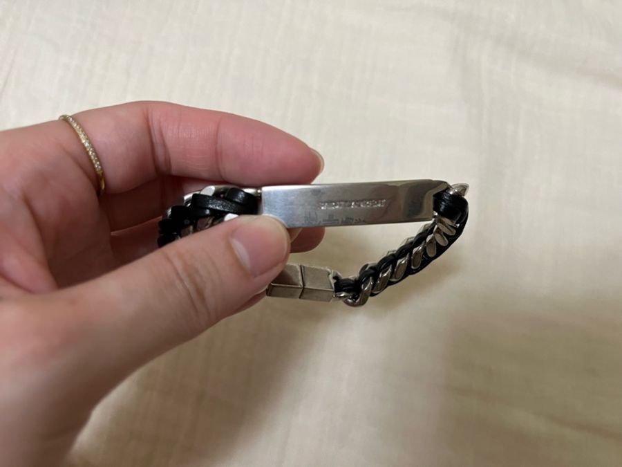 YSL金屬鏈條羊皮革手環-2