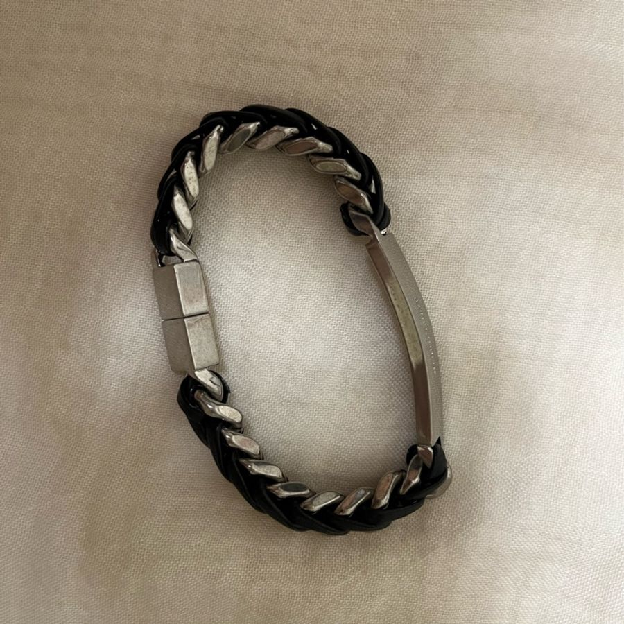 YSL金屬鏈條羊皮革手環-3