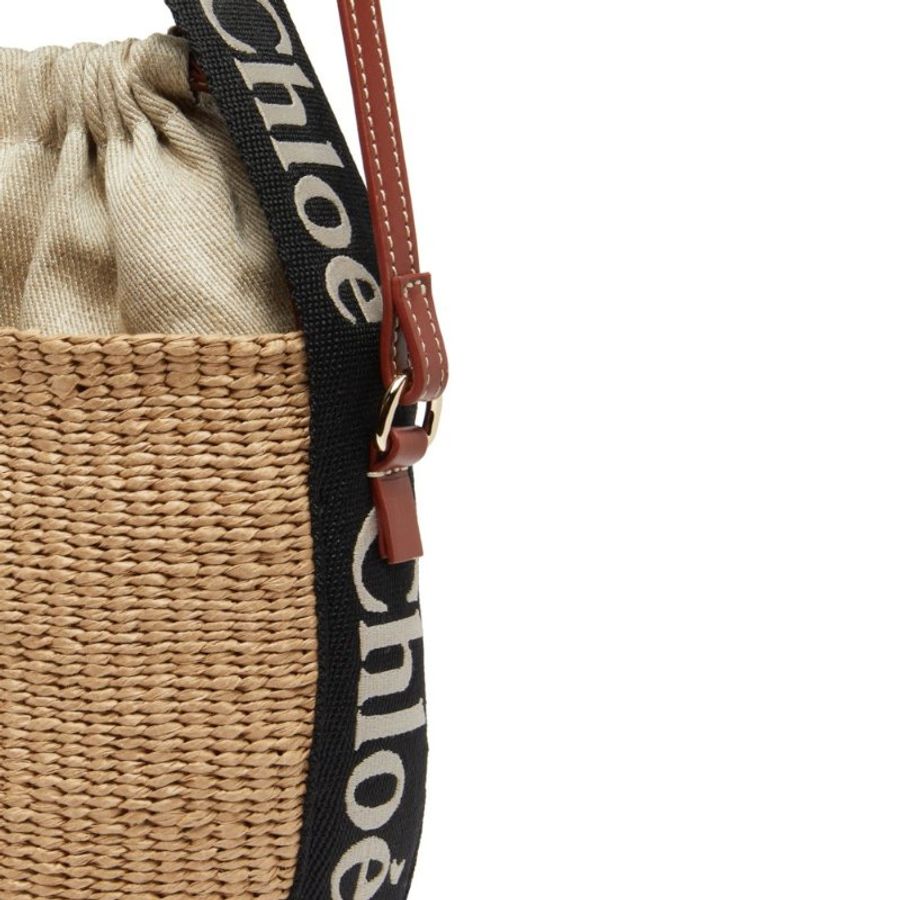 【Chloe 蔻依】Woody Small Basket 草編 手提 斜背 水桶包 黑色-3