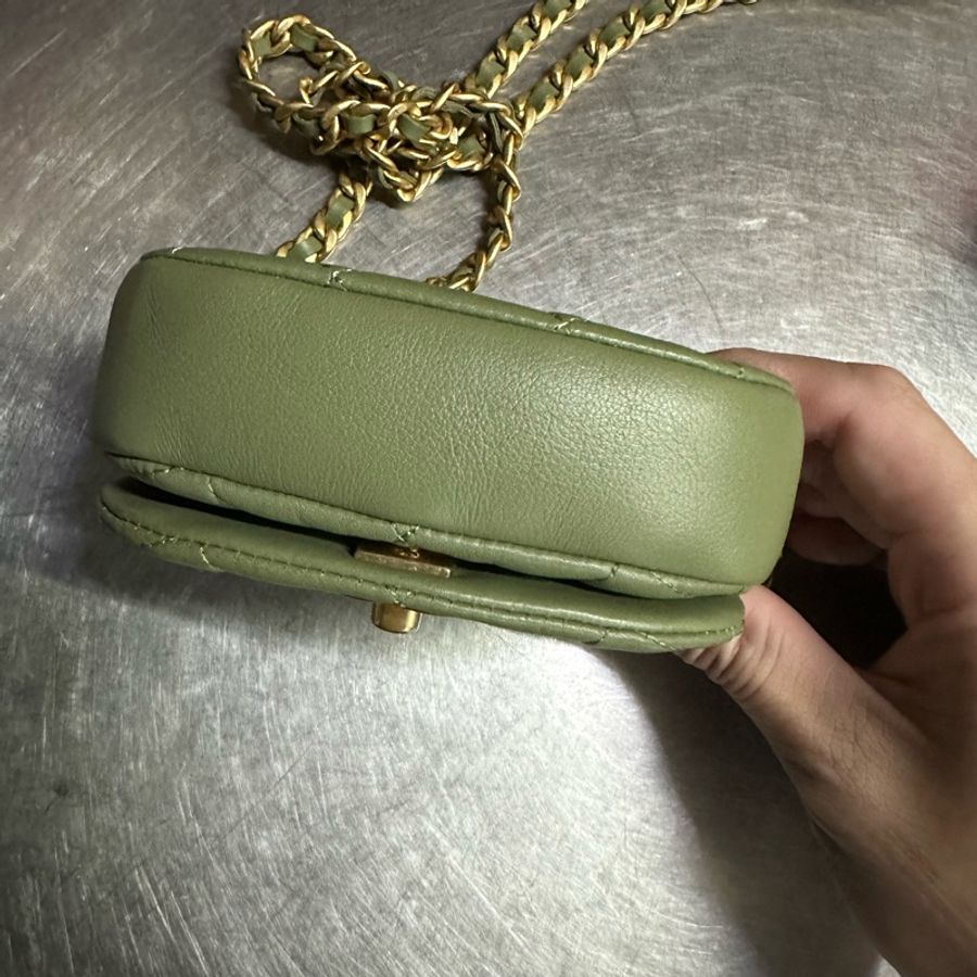 二手正品👋🏻CHANEL 21B MINI貝殼包 超可愛的牛油果綠❤️歡迎議價-3