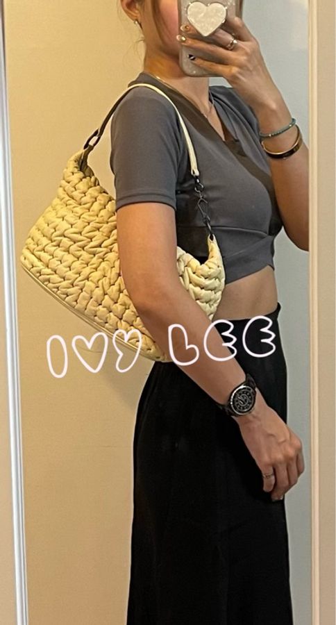 BOTTEGA VENETA 239988 VN700 奶黃色皺褶單肩包絎縫泡泡 小雲朵 皮革單肩包 手提包 二手精品-18
