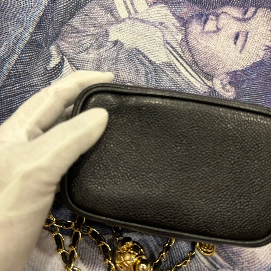 Chanel 化妝包 💕黑金系 可放手機-14