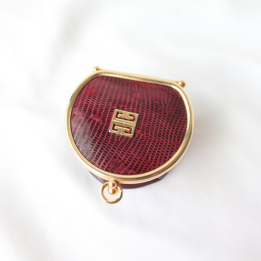 /保留中/Givenchy vintage深紅蜥蜴皮古董零錢包-0