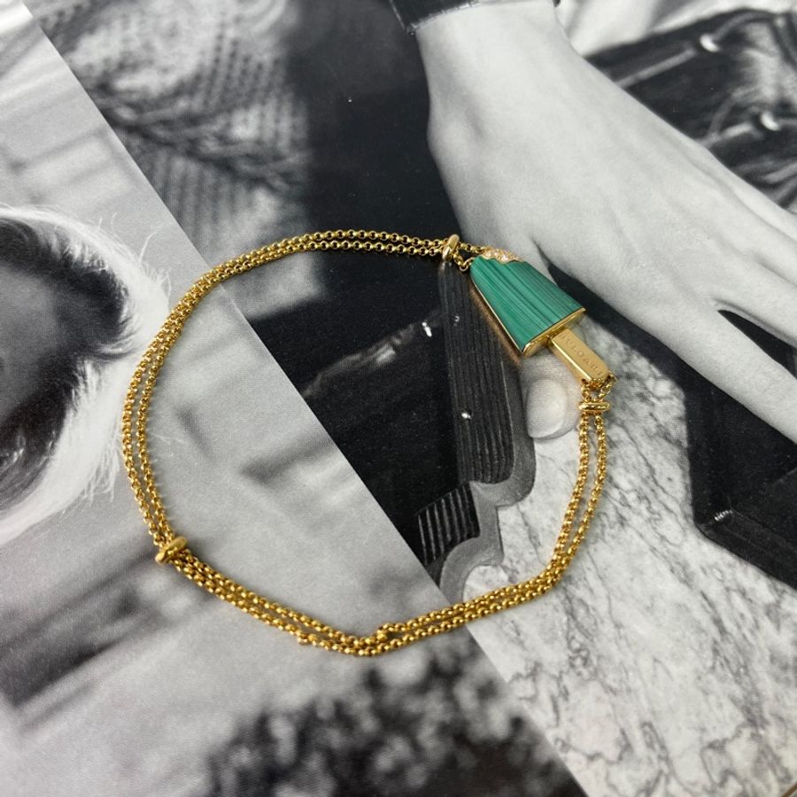 Bvlgari Gelati 18K金 孔雀石密鑲鑽石冰淇淋手鏈-1