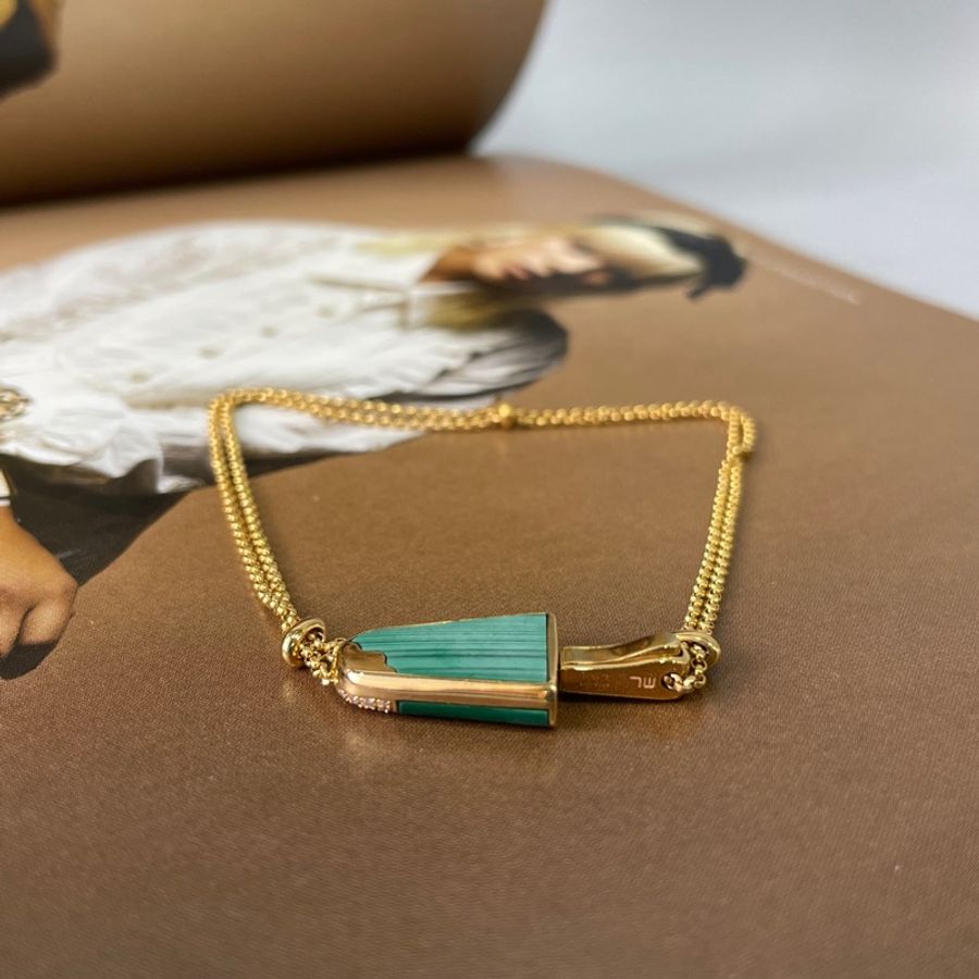 Bvlgari Gelati 18K金 孔雀石密鑲鑽石冰淇淋手鏈-2