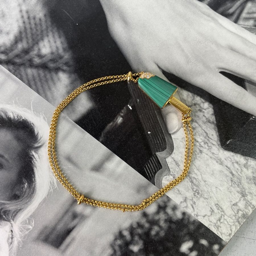 Bvlgari Gelati 18K金 孔雀石密鑲鑽石冰淇淋手鏈-9