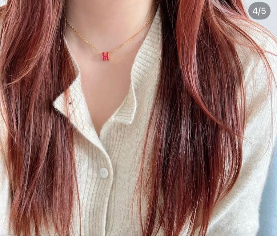 Hermes 愛馬仕mini POP H項鍊玫粉色-1