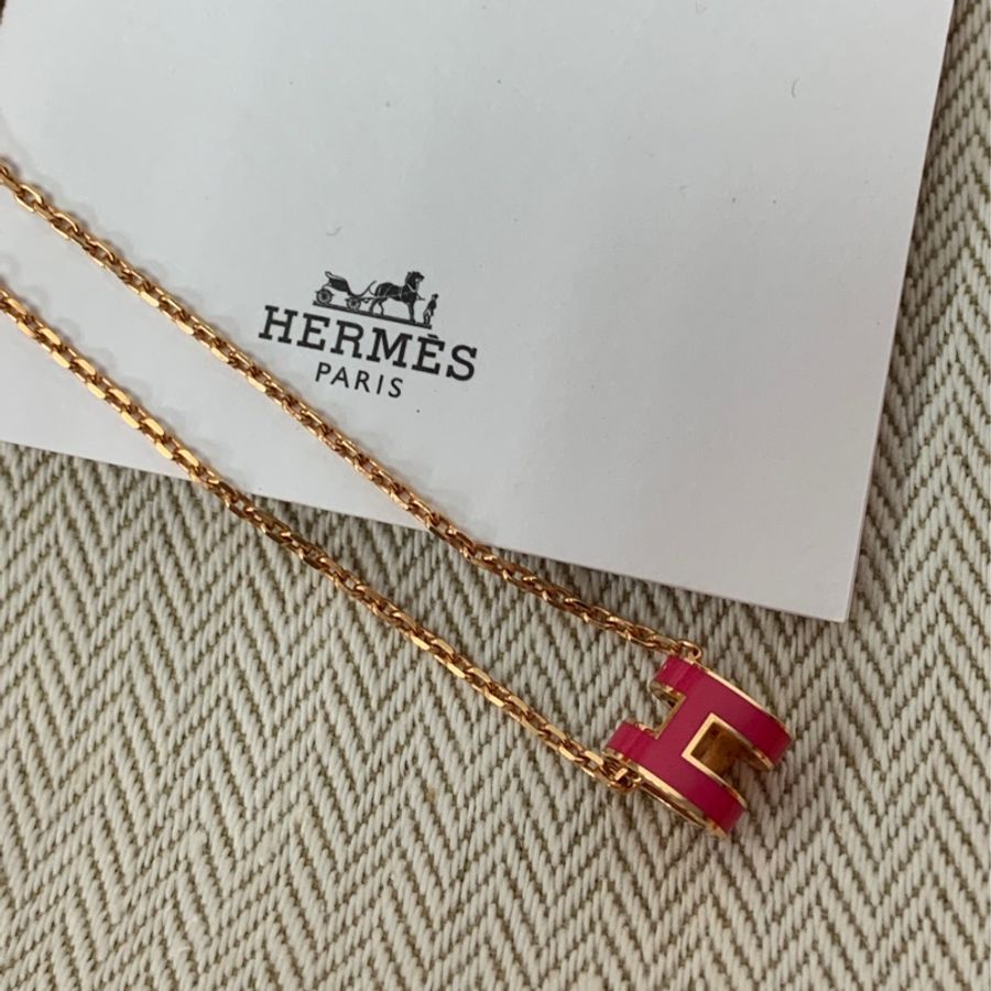 Hermes 愛馬仕mini POP H項鍊玫粉色-3