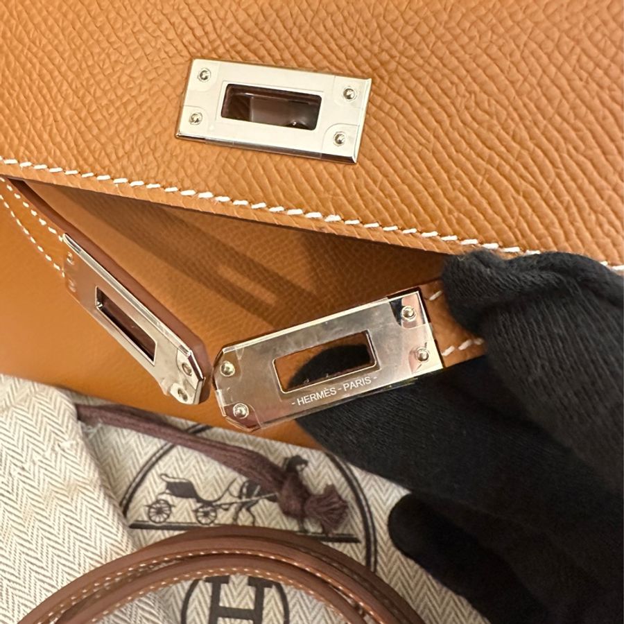 HERMES 棕銀釦 MINI KELLY二代 斜背包 B刻-6