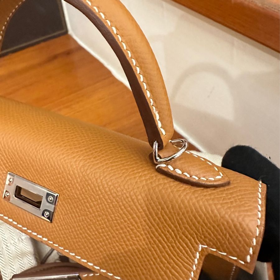 HERMES 棕銀釦 MINI KELLY二代 斜背包 B刻-8