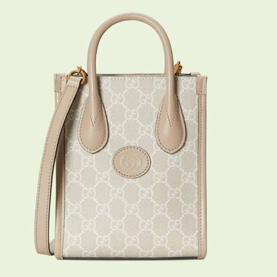 【預購】Gucci INTERLOCKING G 米白色迷你托特手提袋 手拿包 手提包 斜背包 側背包 單肩包 肩背包-0
