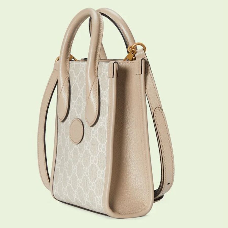 【預購】Gucci INTERLOCKING G 米白色迷你托特手提袋 手拿包 手提包 斜背包 側背包 單肩包 肩背包-1