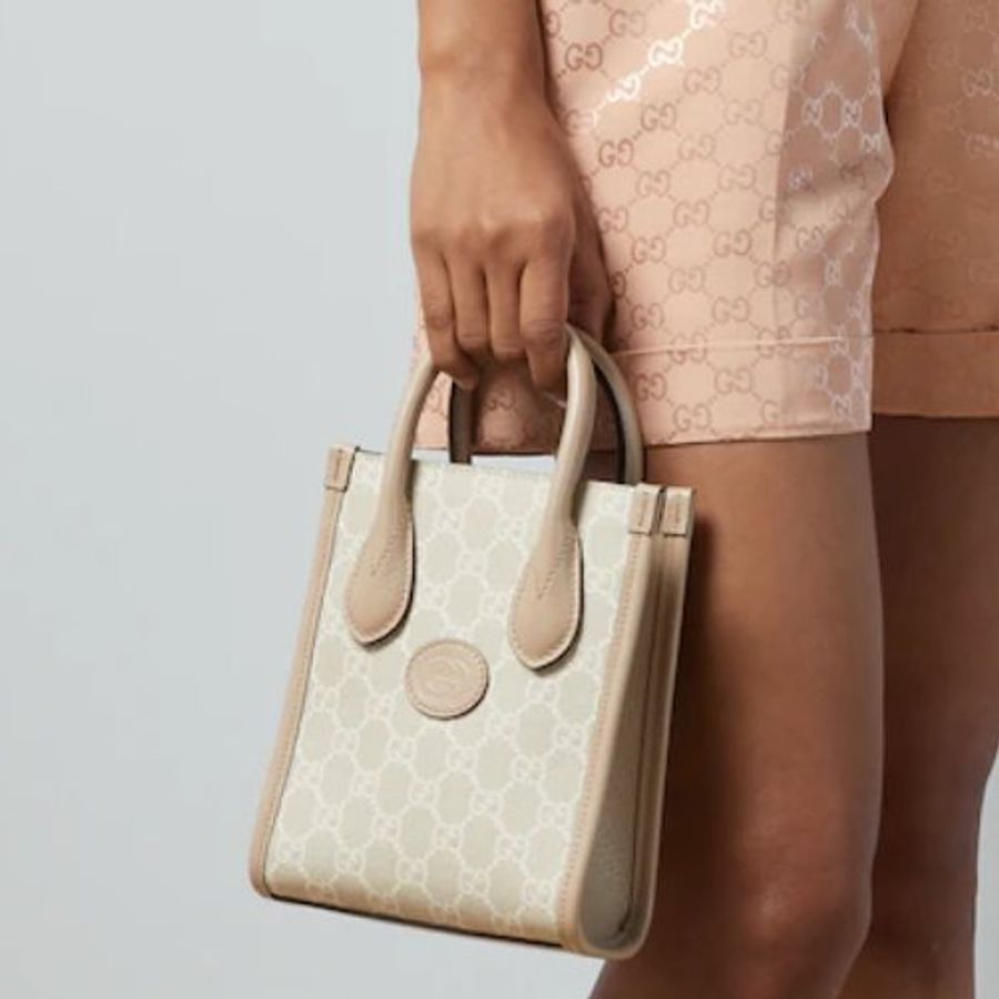 【預購】Gucci INTERLOCKING G 米白色迷你托特手提袋 手拿包 手提包 斜背包 側背包 單肩包 肩背包-4