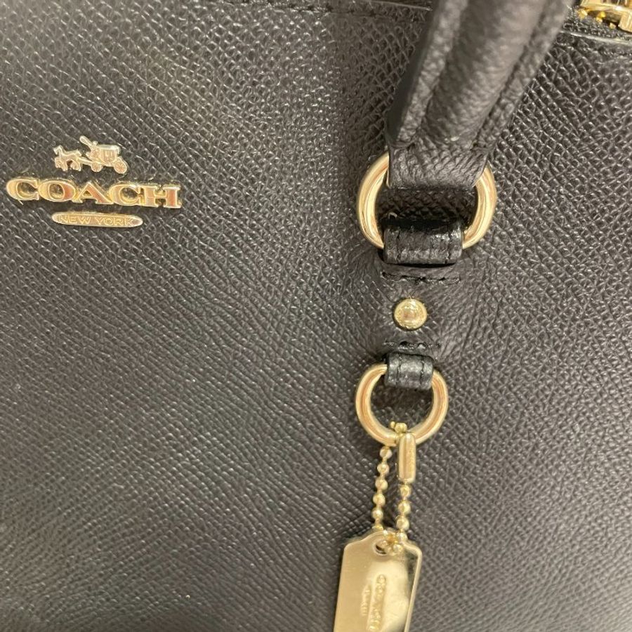 COACH 防刮皮革 手提斜背兩用包 黑色金扣百搭款-1