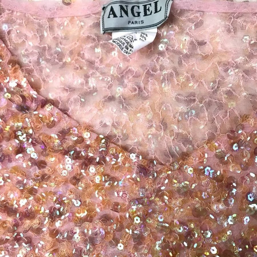 法國 ANGEL粉紅色亮片上衣-3