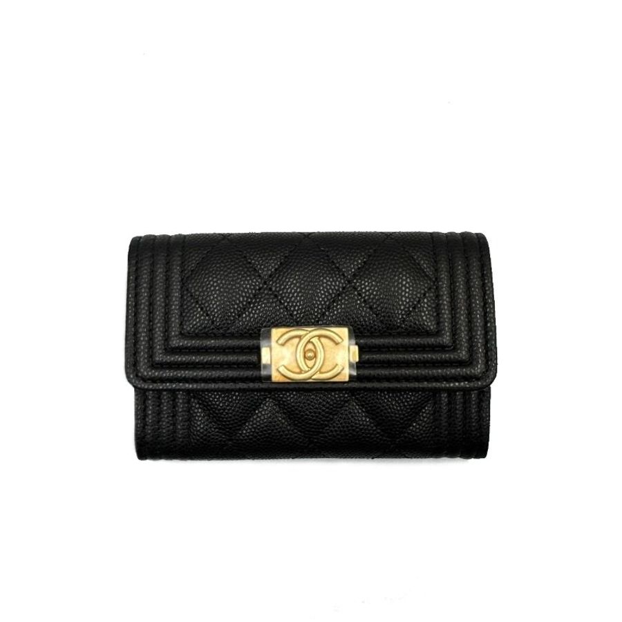 CHANEL Boy 復古金釦卡包-0