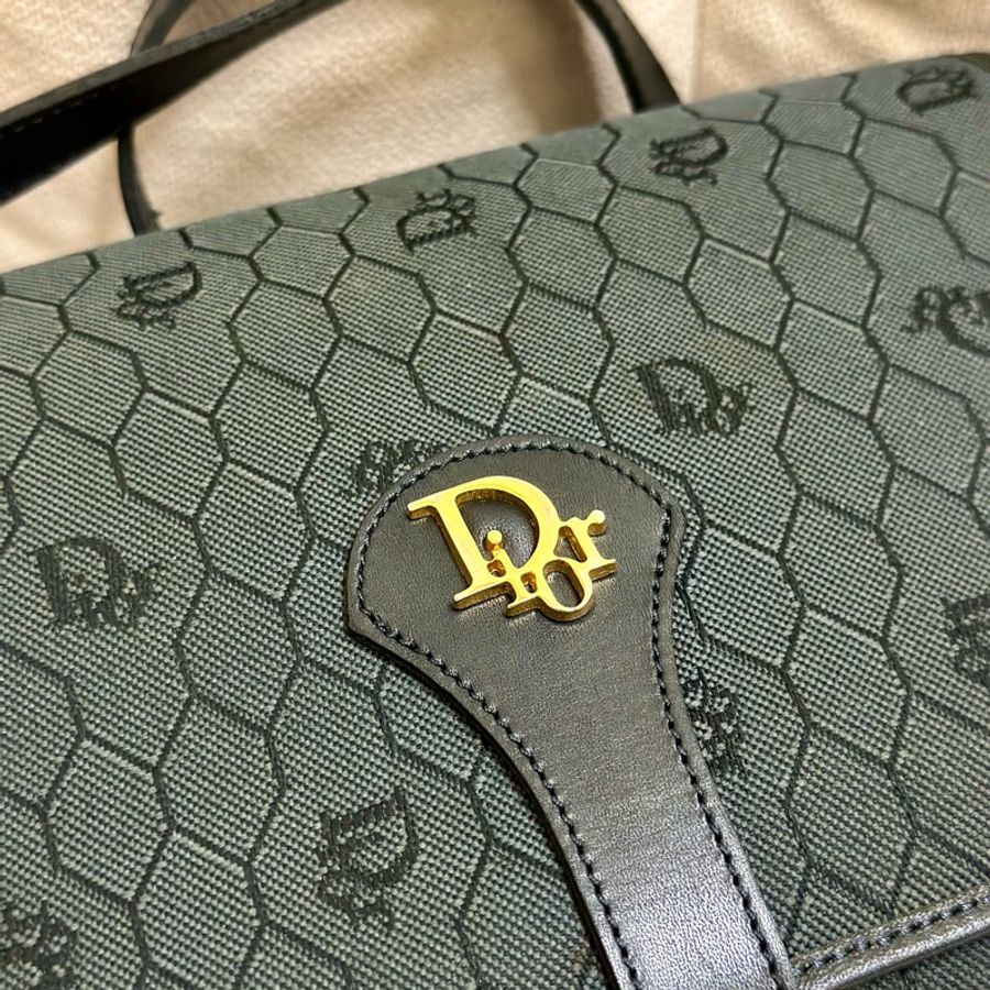 🔥爽快可議🔥#Dior #vintage 百搭黑色斜背包 #蜂巢 老花拼牛皮 #馬鞍包-4