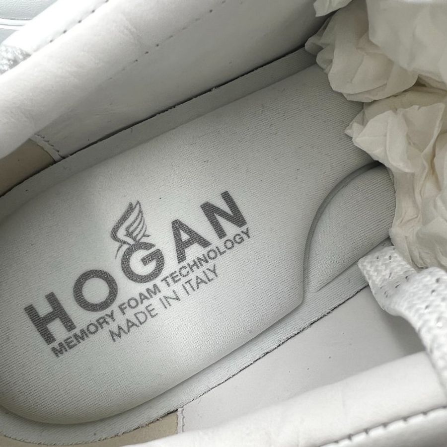 Hogan 女款 Rebel H Logo 運動鞋 增高5公分厚底球鞋 白色/銀灰撞色 IT37-6
