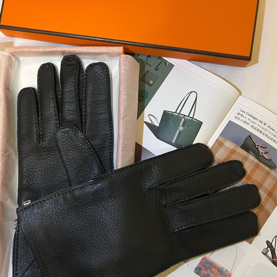 🍒HERMES 典藏全新手工縫製鹿皮手套 / 2F230920-3-1