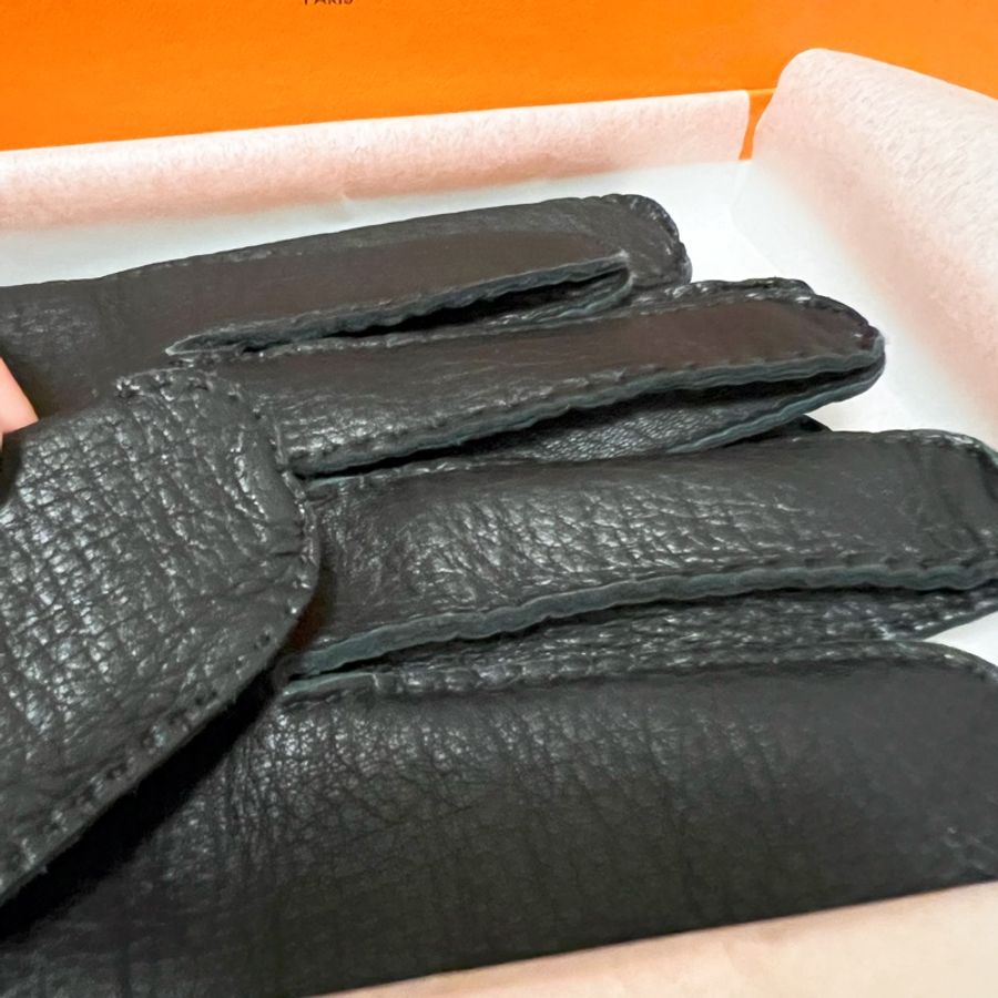 🍒HERMES 典藏全新手工縫製鹿皮手套 / 2F230920-3-6