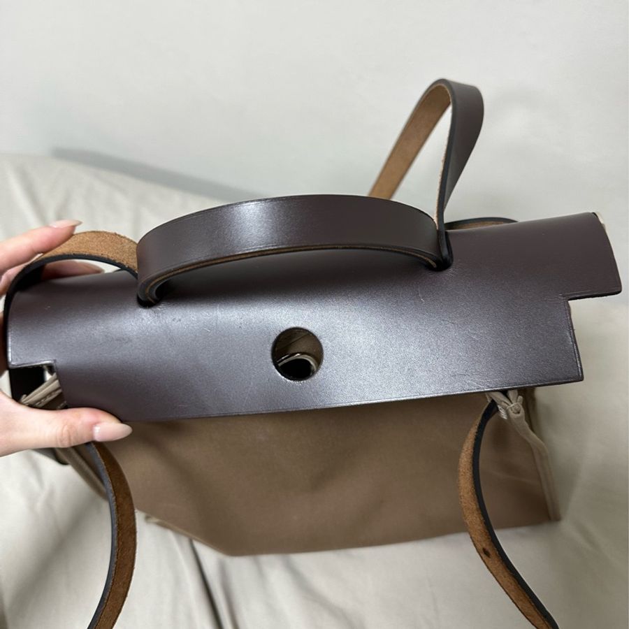 二手🤎愛馬仕Hermes herbag zip 31 大象灰外縫🐘配烏木色-6