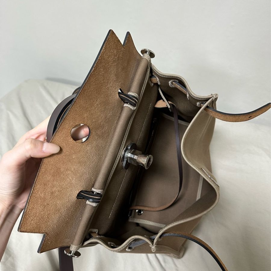 二手🤎愛馬仕Hermes herbag zip 31 大象灰外縫🐘配烏木色-11