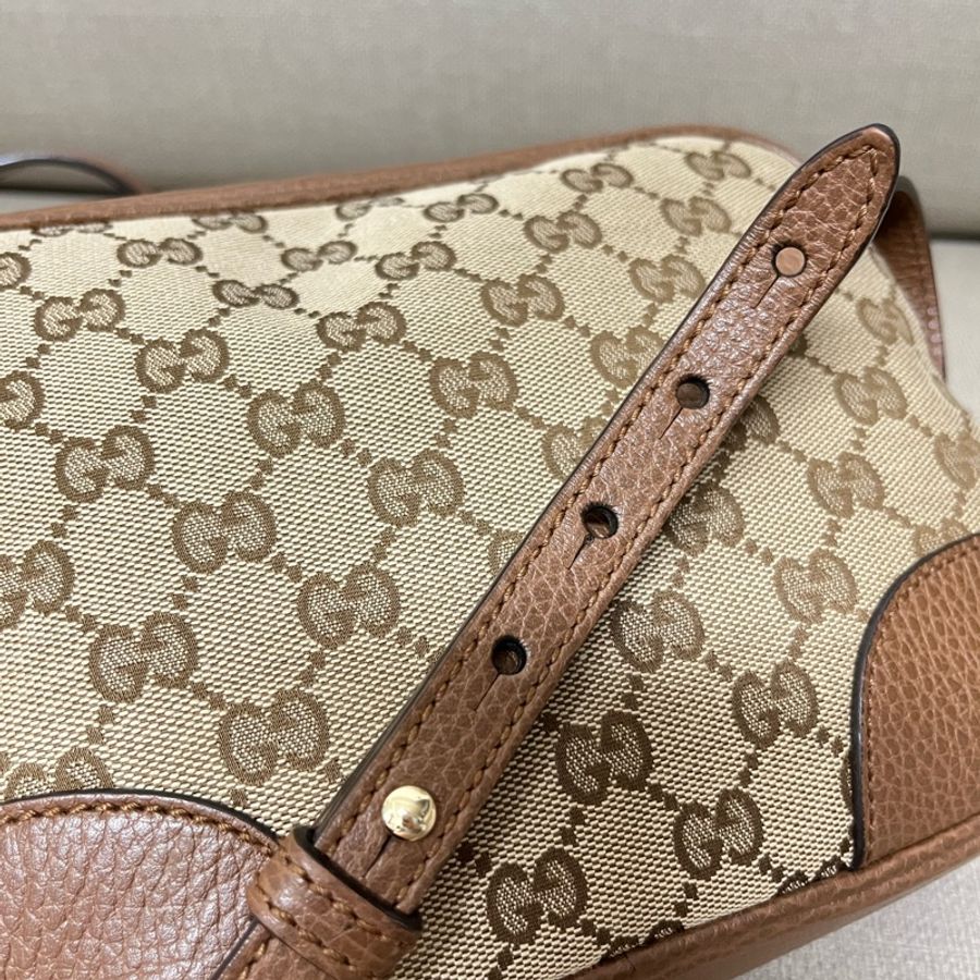 Gucci 焦糖色緹花相機/斜背包-12
