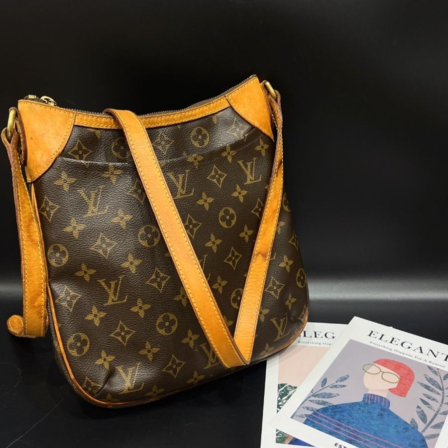 Louis Vuitton LV老花字紋直立型拉鍊斜背包/肩背包-0