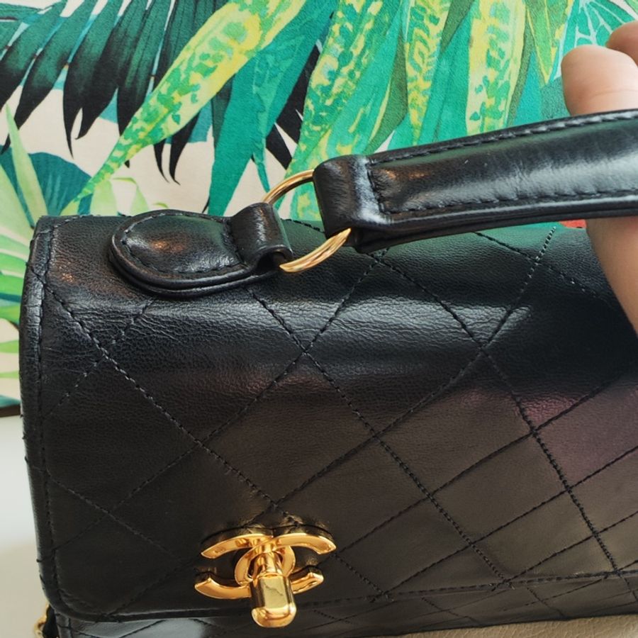 高稀 Chanel 老香 24k鍍金雙扣軍牌公文包小書包 卡標齊-6