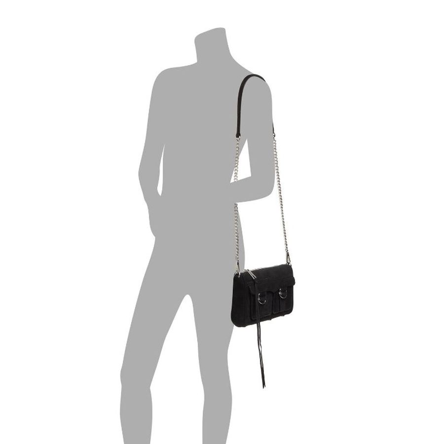 Rebecca Minkoff Cliffside Crossbody 黑色真皮麂皮材質  肩背斜背鏈條包 全新 現貨-7
