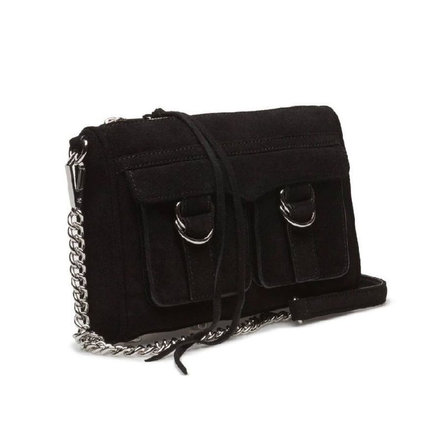 Rebecca Minkoff Cliffside Crossbody 黑色真皮麂皮材質  肩背斜背鏈條包 全新 現貨-1