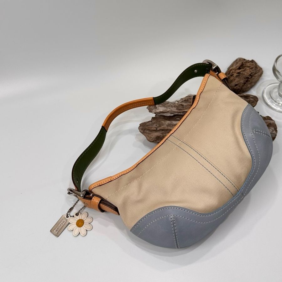 coach vintage 日本二手 中古復古古董 拼接皮革 手提包 肩背包-0
