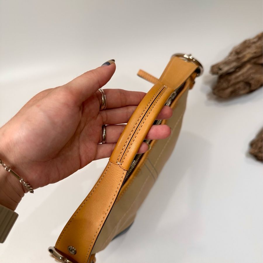 coach vintage 日本二手 中古復古古董 拼接皮革 手提包 肩背包-2