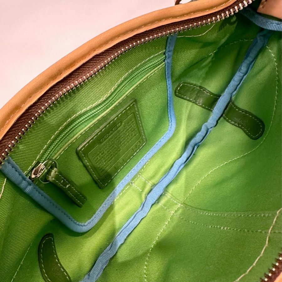 coach vintage 日本二手 中古復古古董 拼接皮革 手提包 肩背包-6