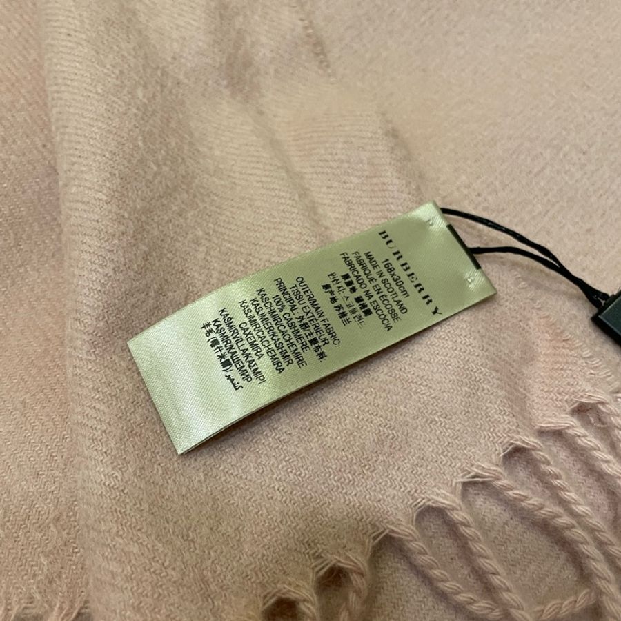 全新Burberry玫瑰色羊絨圍巾-3