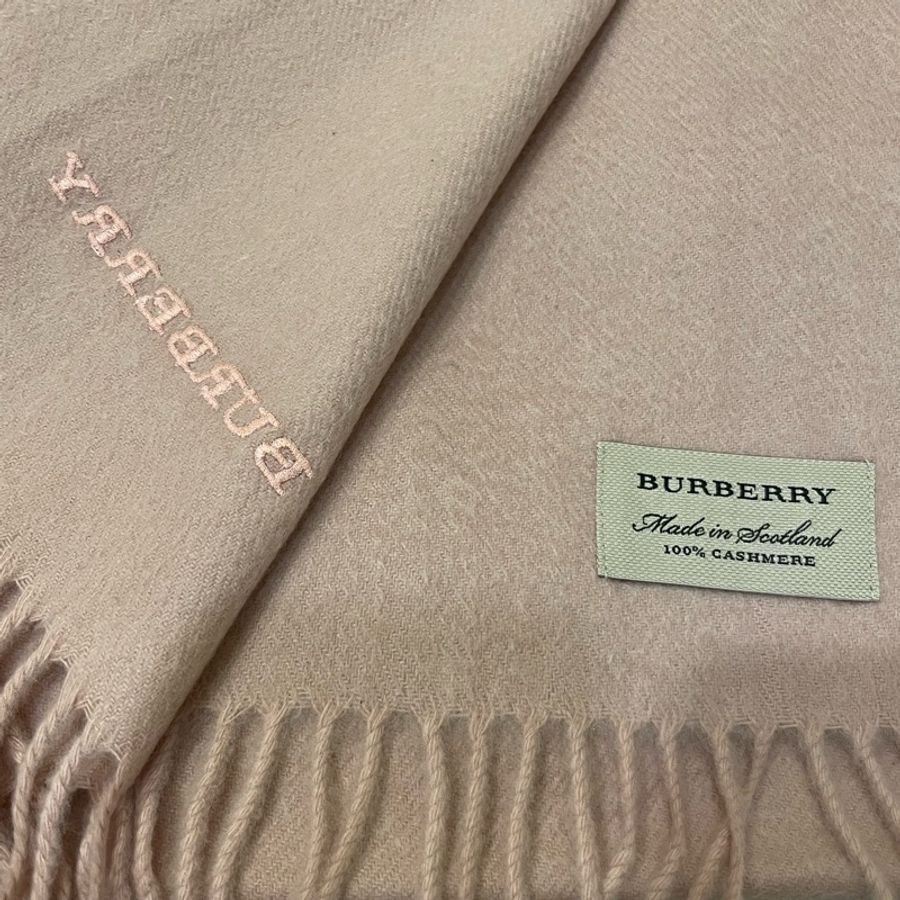 全新Burberry玫瑰色羊絨圍巾-9