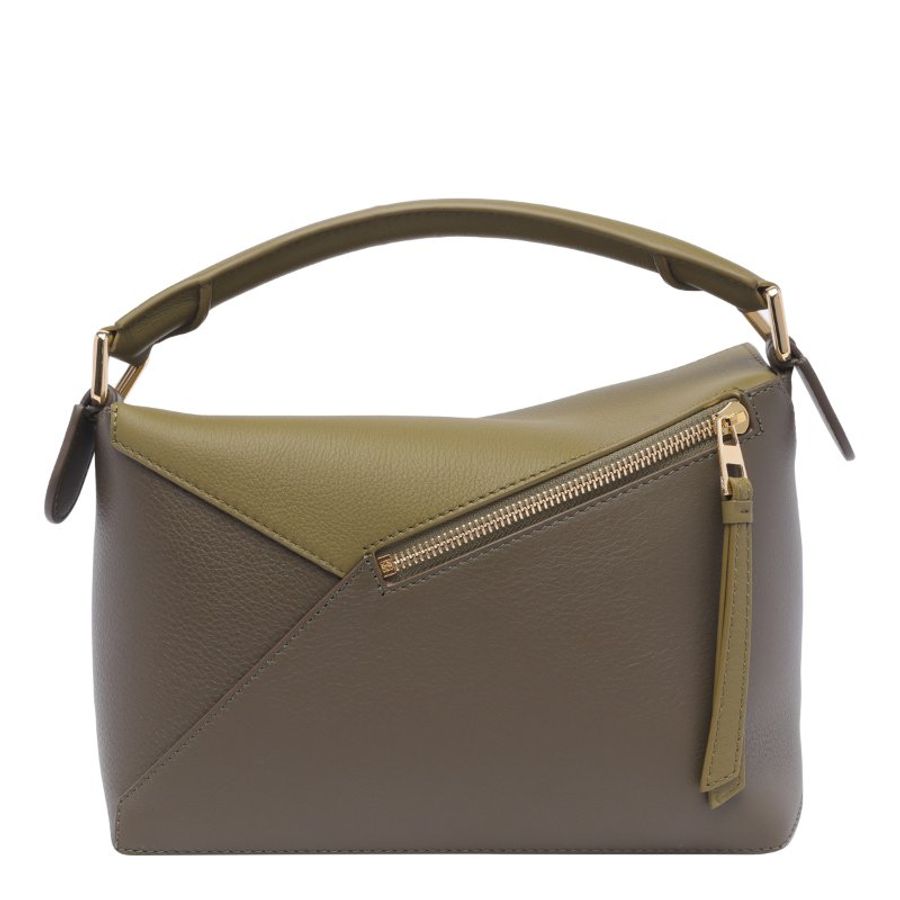 Loewe 經典小牛皮小款 Puzzle包 橄欖綠/卡其色-5