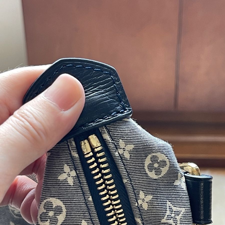 深藍灰色牛仔布LV老花深藍牛皮 灰色LV老花肩背包 托特包 購物包 媽媽包-46