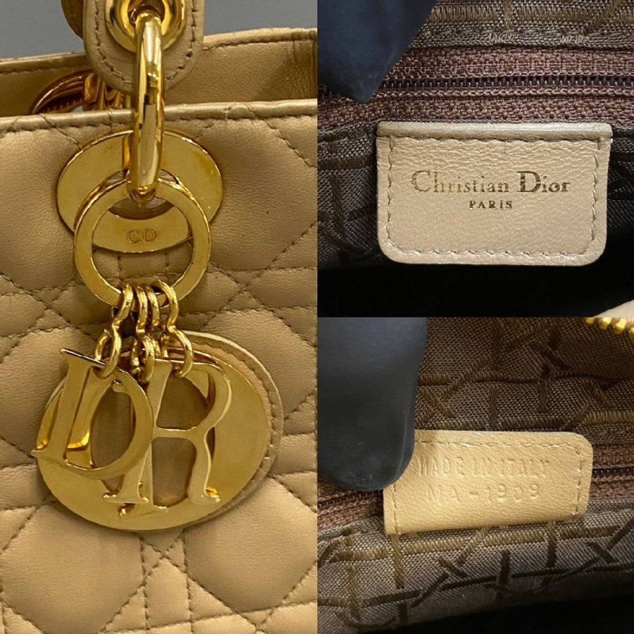 Dior lady Dior 奶茶色小羊皮五格戴妃包-2