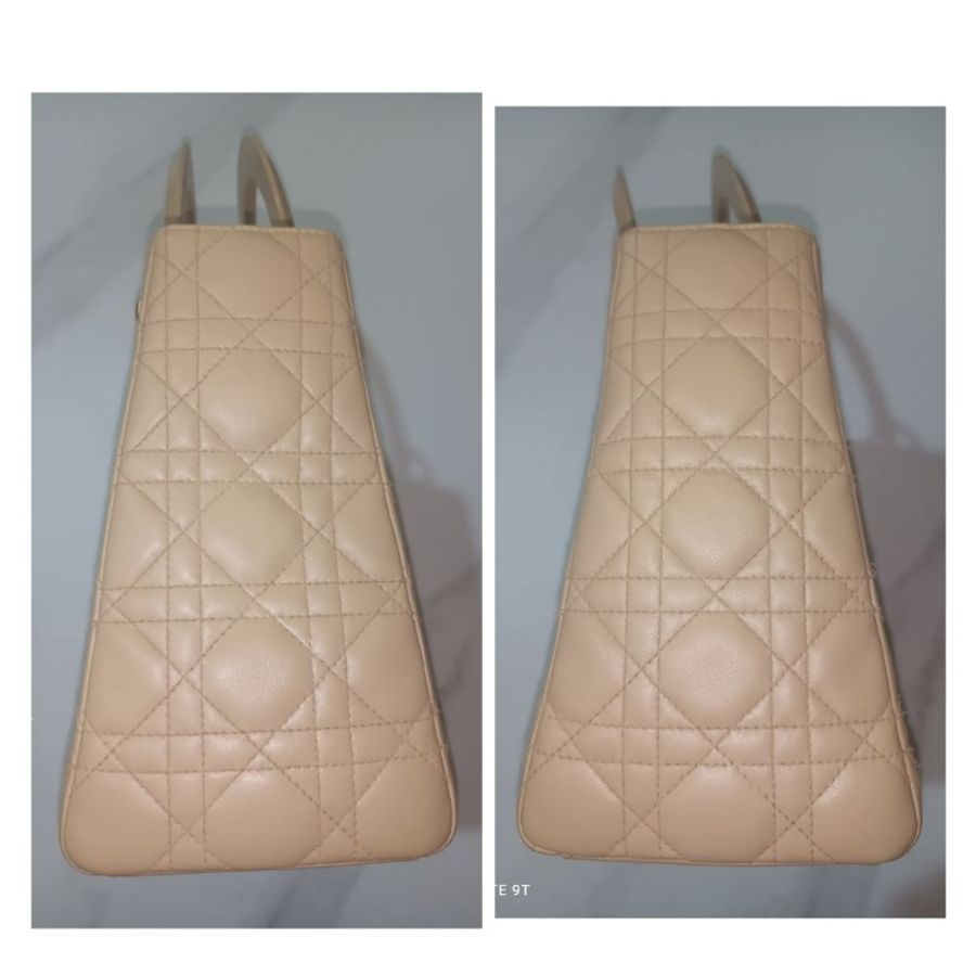 Dior lady Dior 奶茶色小羊皮五格戴妃包-4