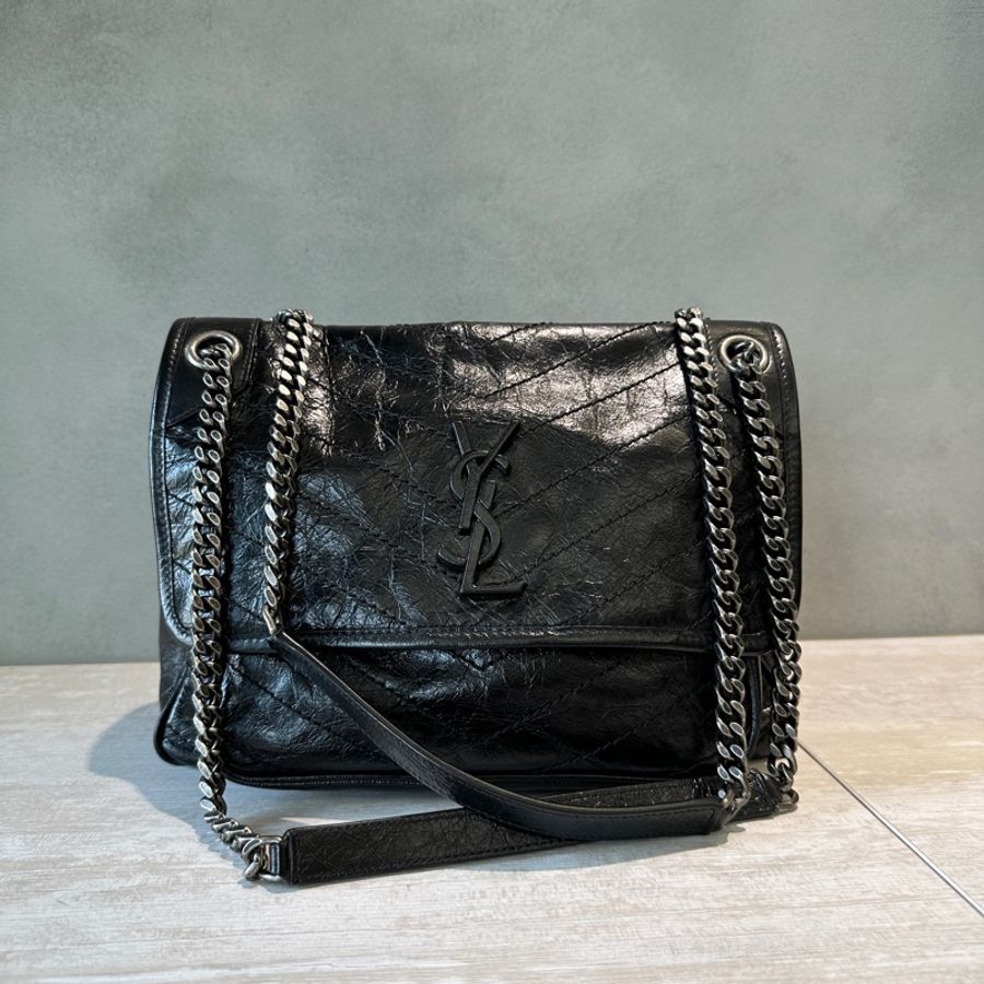YSL niki medium 中號 黑銀鏈-0